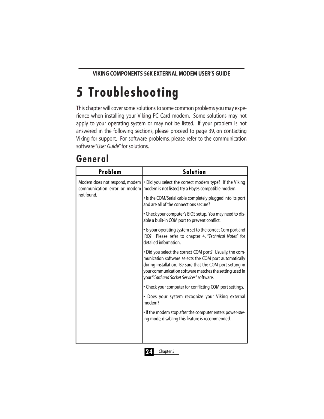 Viking 56K manual Chapter 