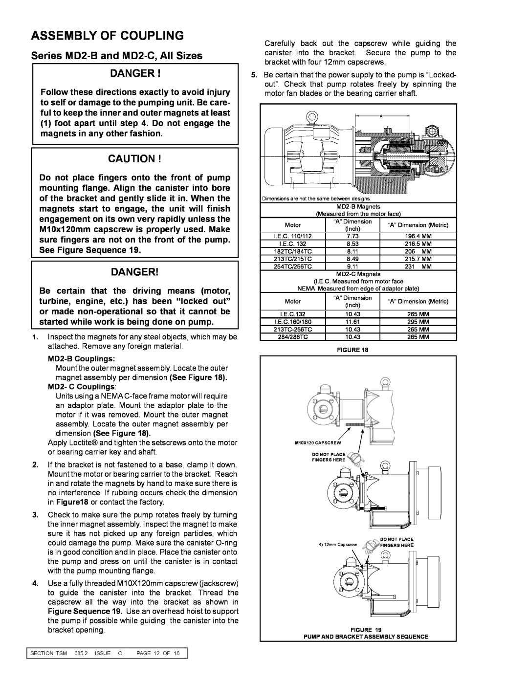 Viking 855 service manual Assembly Of Coupling, Series MD2-Band MD2-C,All Sizes DANGER, Danger 