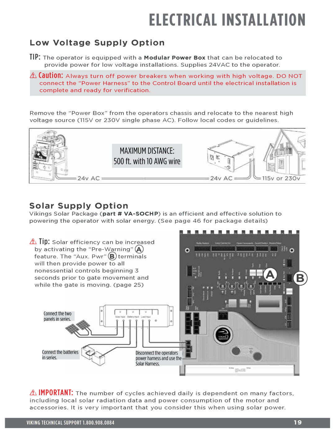 Viking Access Systems f1 gate manual Low Voltage Supply Option, Solar Supply Option 