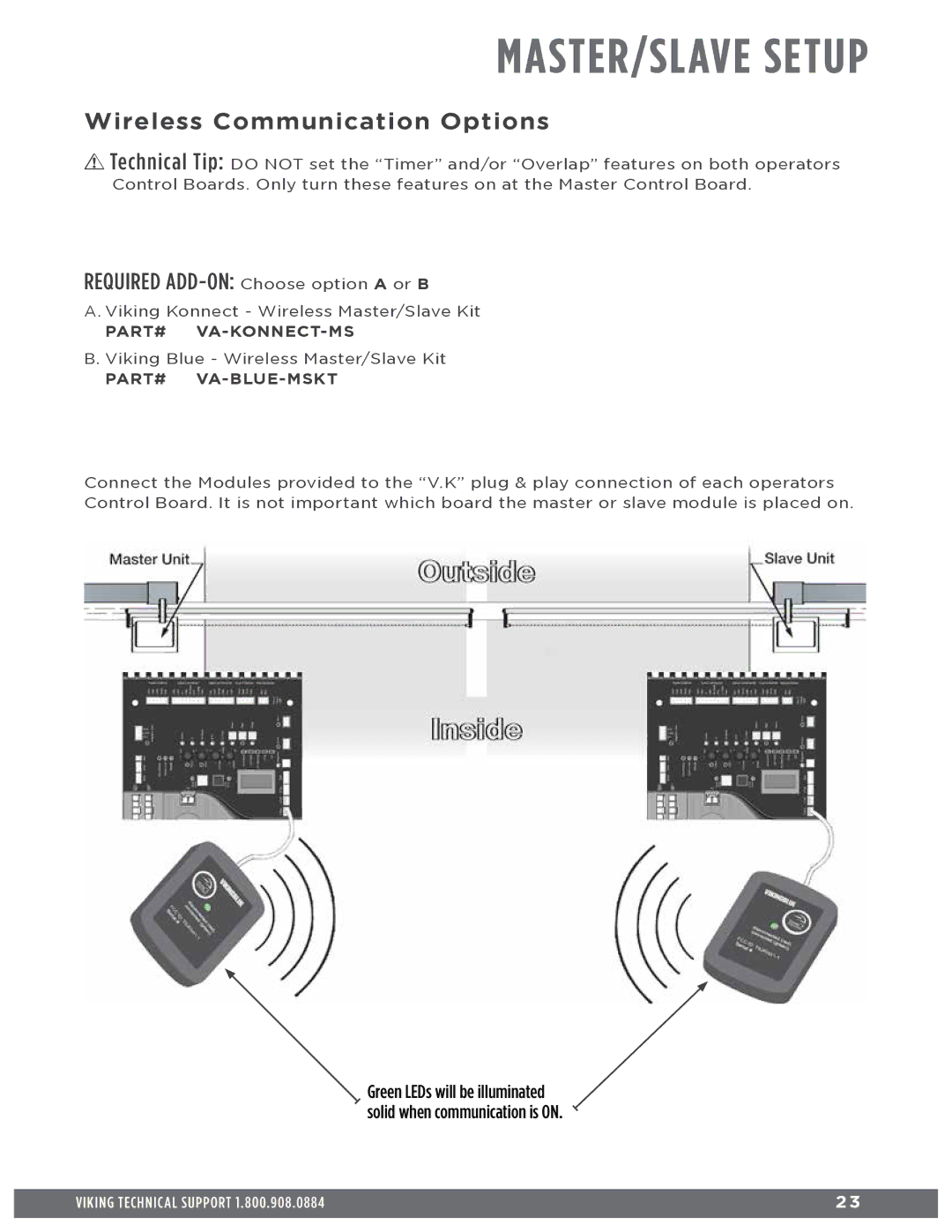 Viking Access Systems f1 gate manual Wireless Communication Options, Required ADD-ON Choose option a or B 