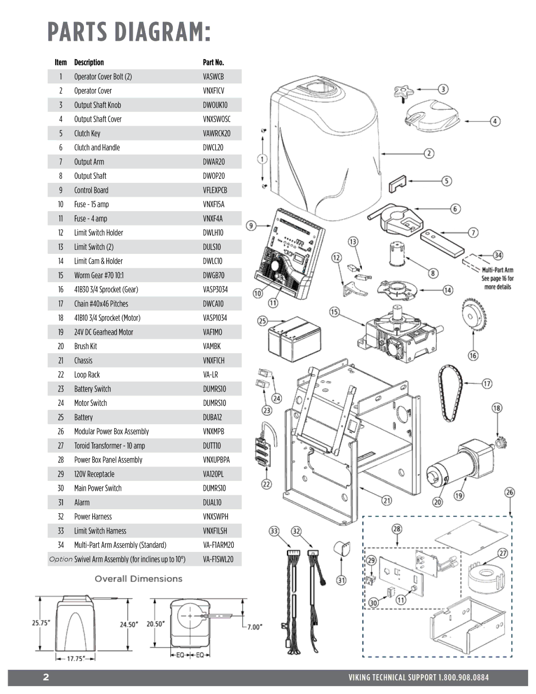 Viking Access Systems f1 gate manual Parts Diagram, Description 