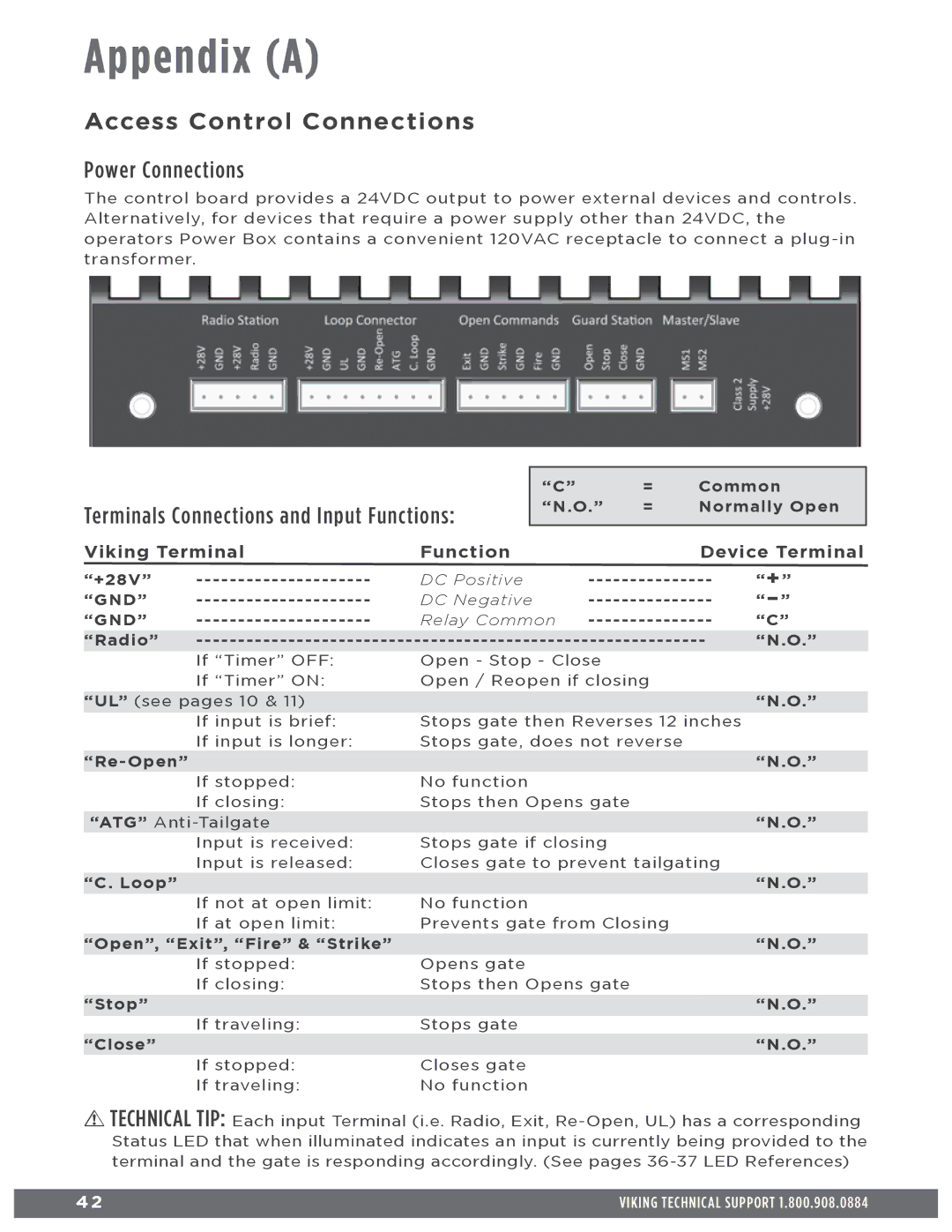 Viking Access Systems f1 gate manual Access Control Connections, Power Connections 