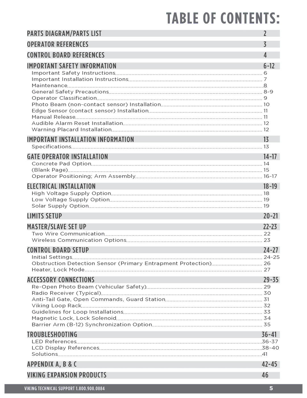 Viking Access Systems f1 gate manual Table of Contents 