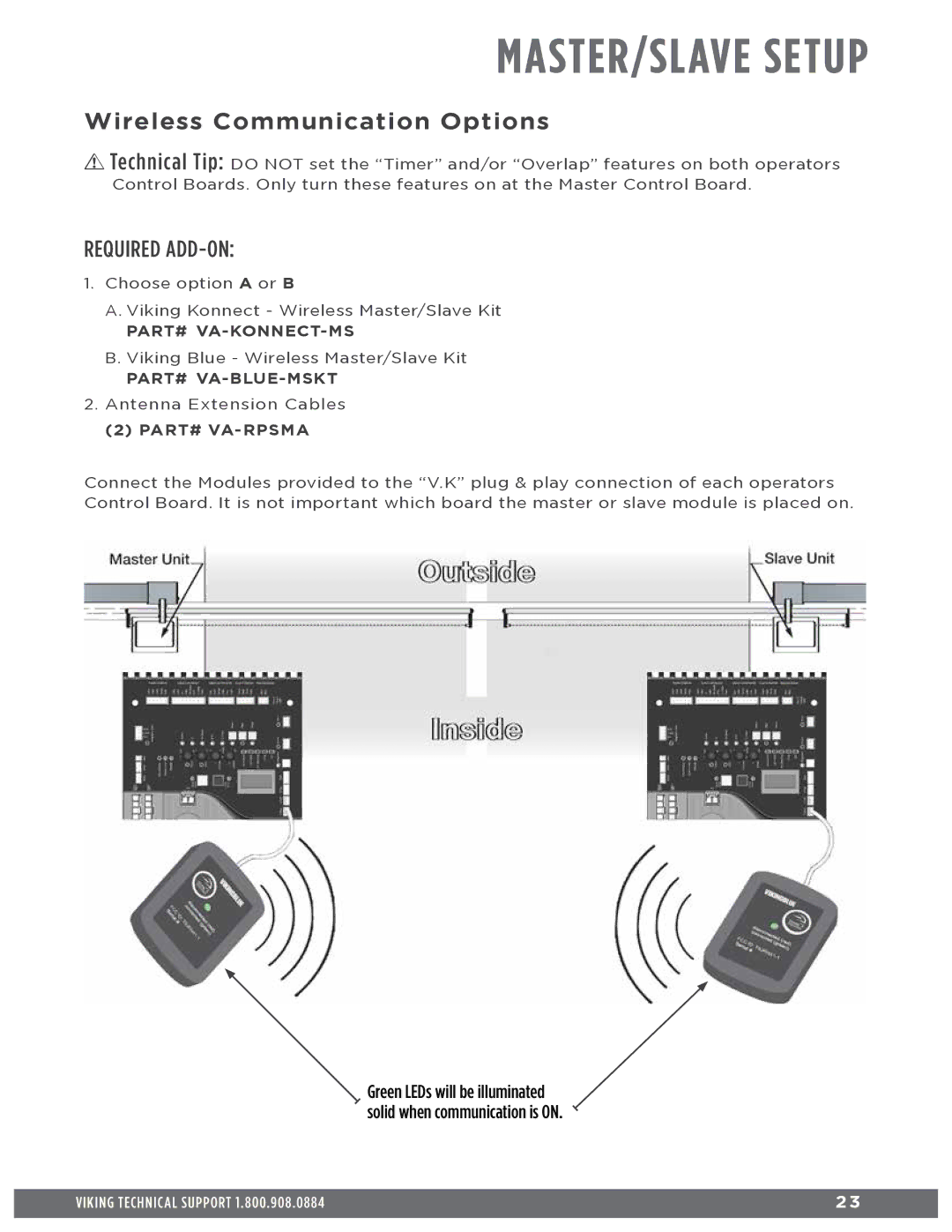 Viking Access Systems Q7 manual Wireless Communication Options, Required ADD-ON 