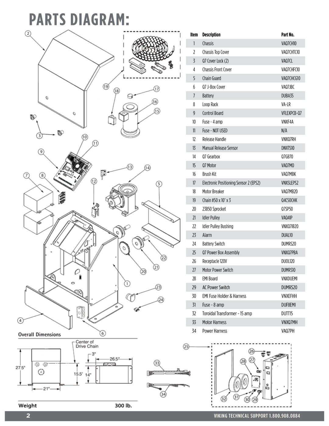 Viking Access Systems Q7 manual Parts Diagram, Description 