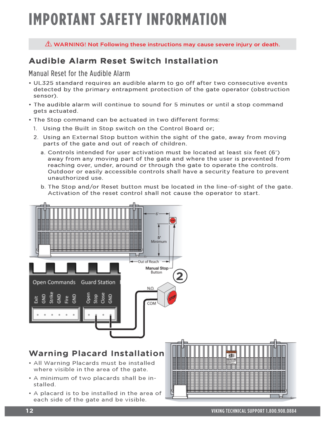 Viking Access Systems Q7 manual Audible Alarm Reset Switch Installation, Manual Reset for the Audible Alarm 