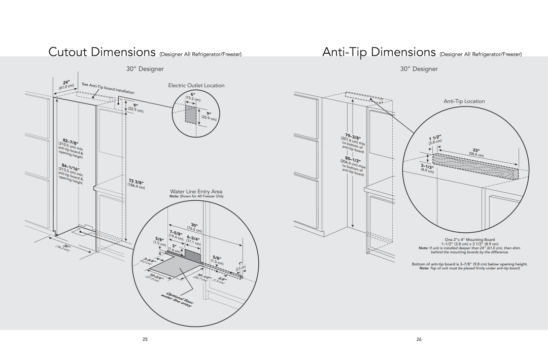 Viking AF/AR Cutout Dimensions Designer All Refrigerator/Freezer, Anti-Tip Dimensions Designer All Refrigerator/Freezer 