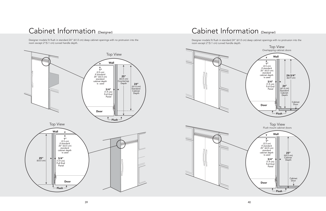 Viking AF/AR manual Cabinet Information Designer, Top View 