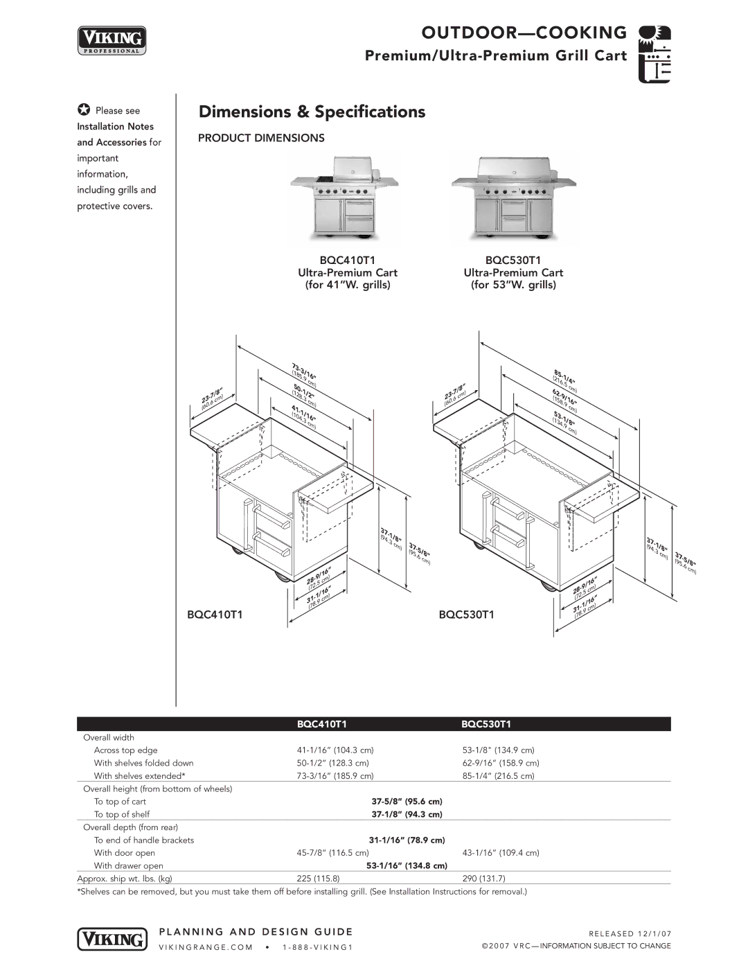 Viking BQC410T1*, BQC030T3 manual BQC410T1 BQC530T1 