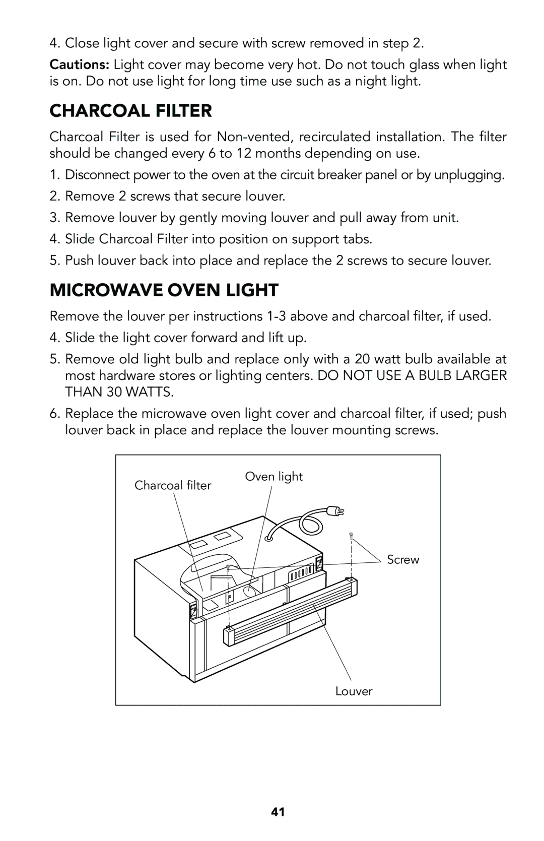 Viking Built-In Convection Microwave Hood manual Charcoal Filter, Microwave Oven Light 