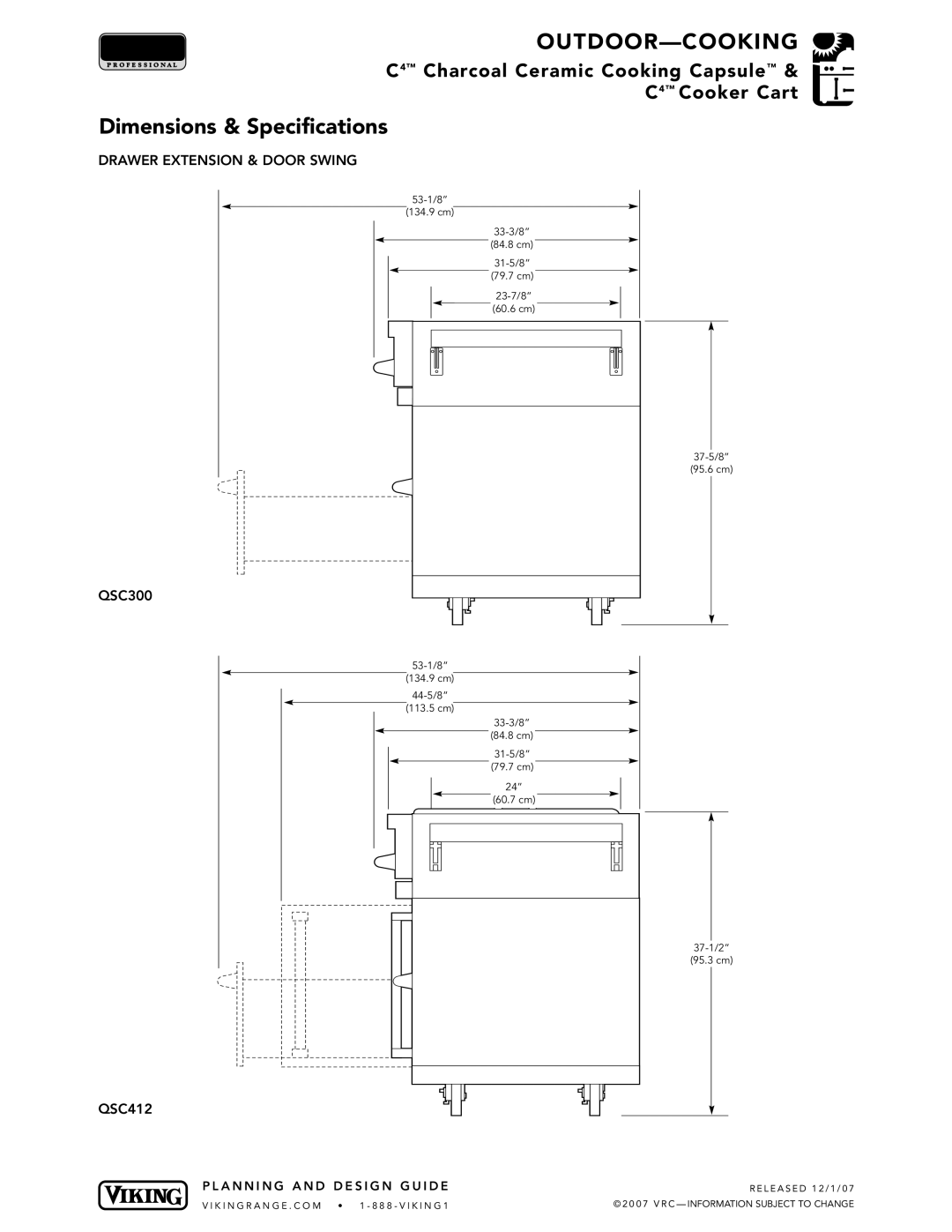 Viking C4TM manual Drawer Extension & Door Swing 