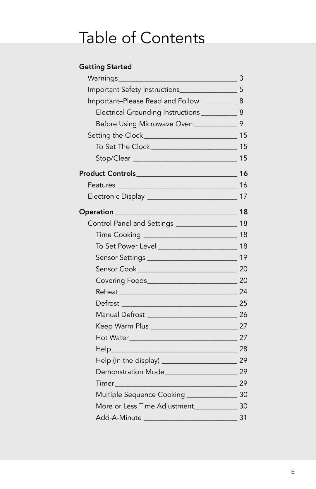 Viking D3, RDMOS201SS manual Table of Contents 