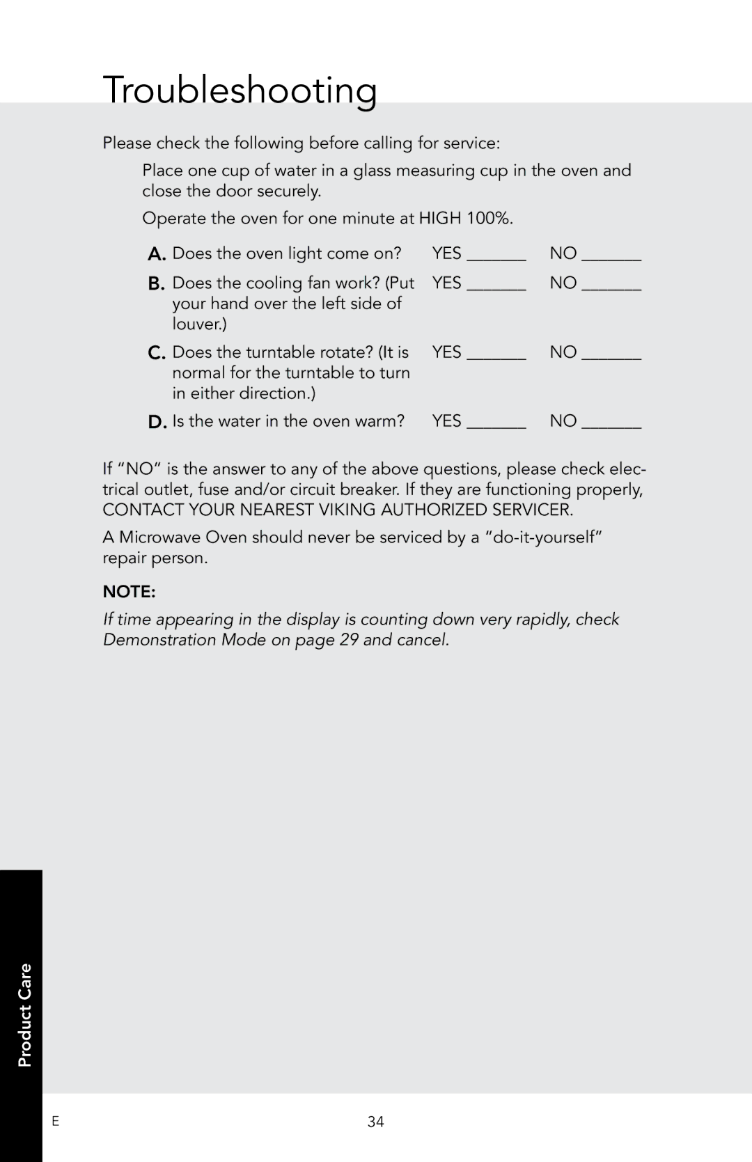 Viking D3, RDMOS201SS manual Troubleshooting 