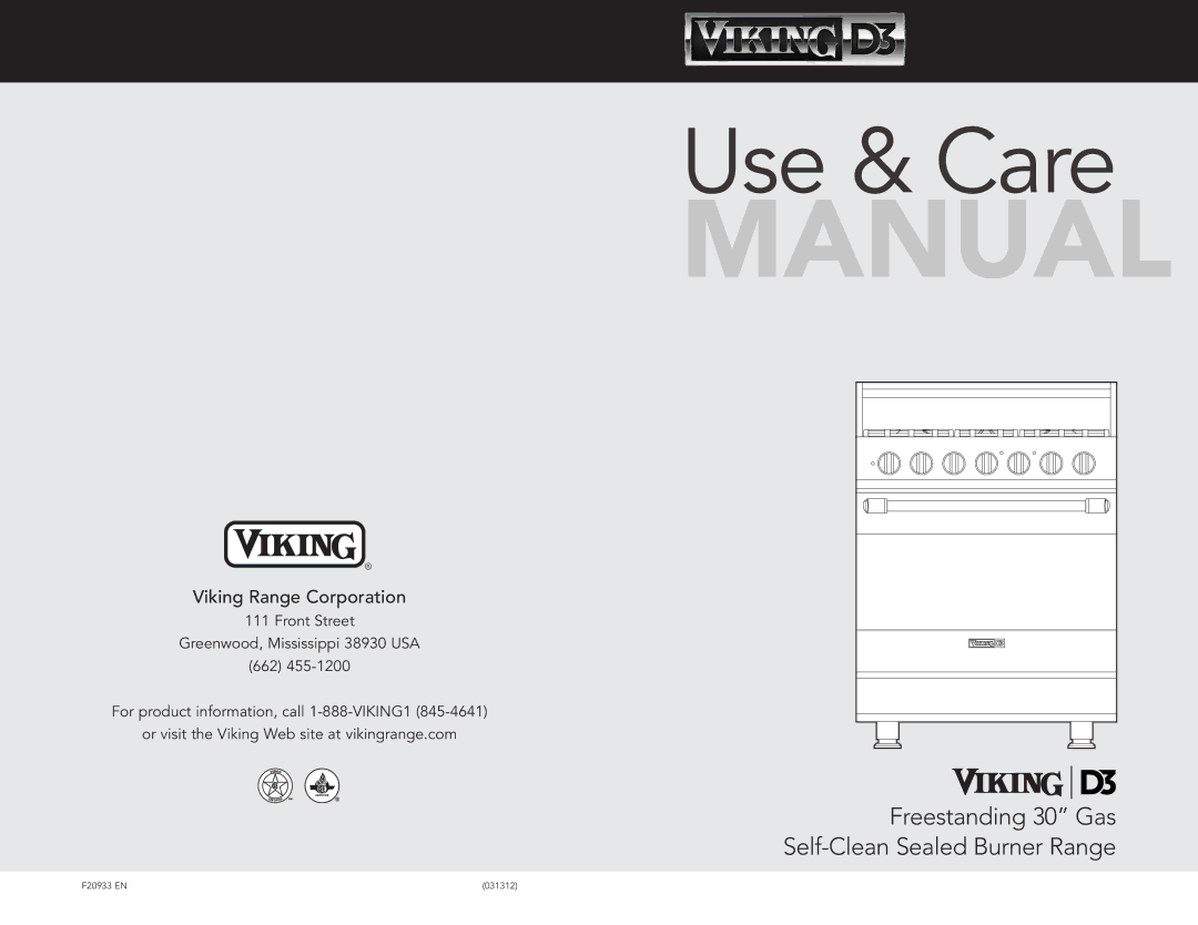 Viking D3 manual Viking Use & Care Manual 