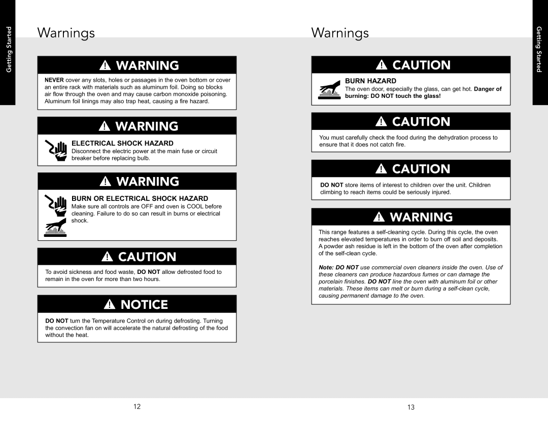 Viking D3 manual Burning do not touch the glass 