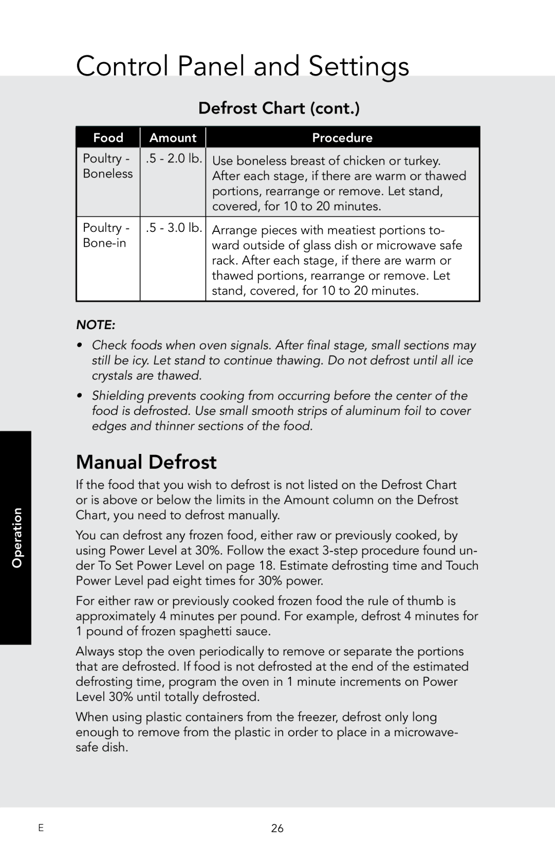 Viking D3 manual Manual Defrost 