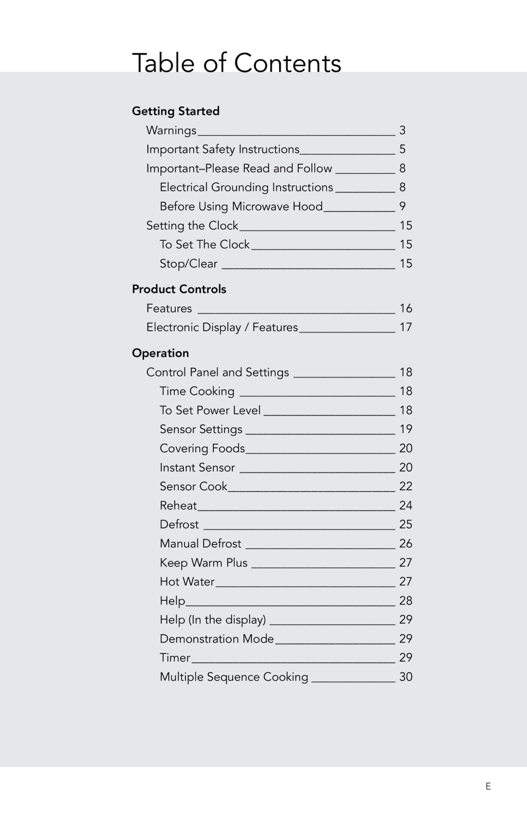 Viking D3 manual Table of Contents 