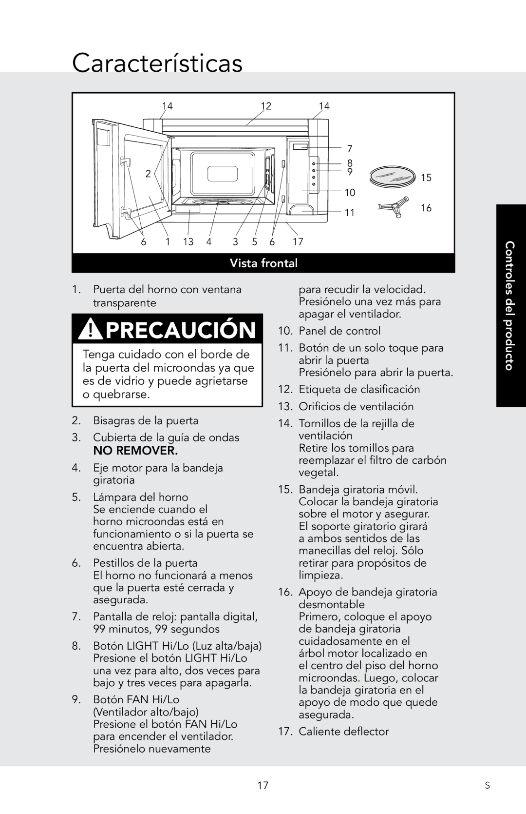 Viking D3 manual Vista frontal, Del producto 