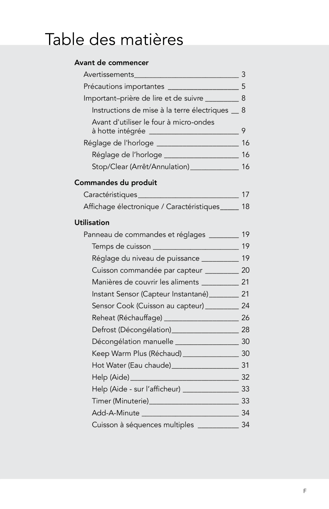 Viking D3 manual Table des matières 