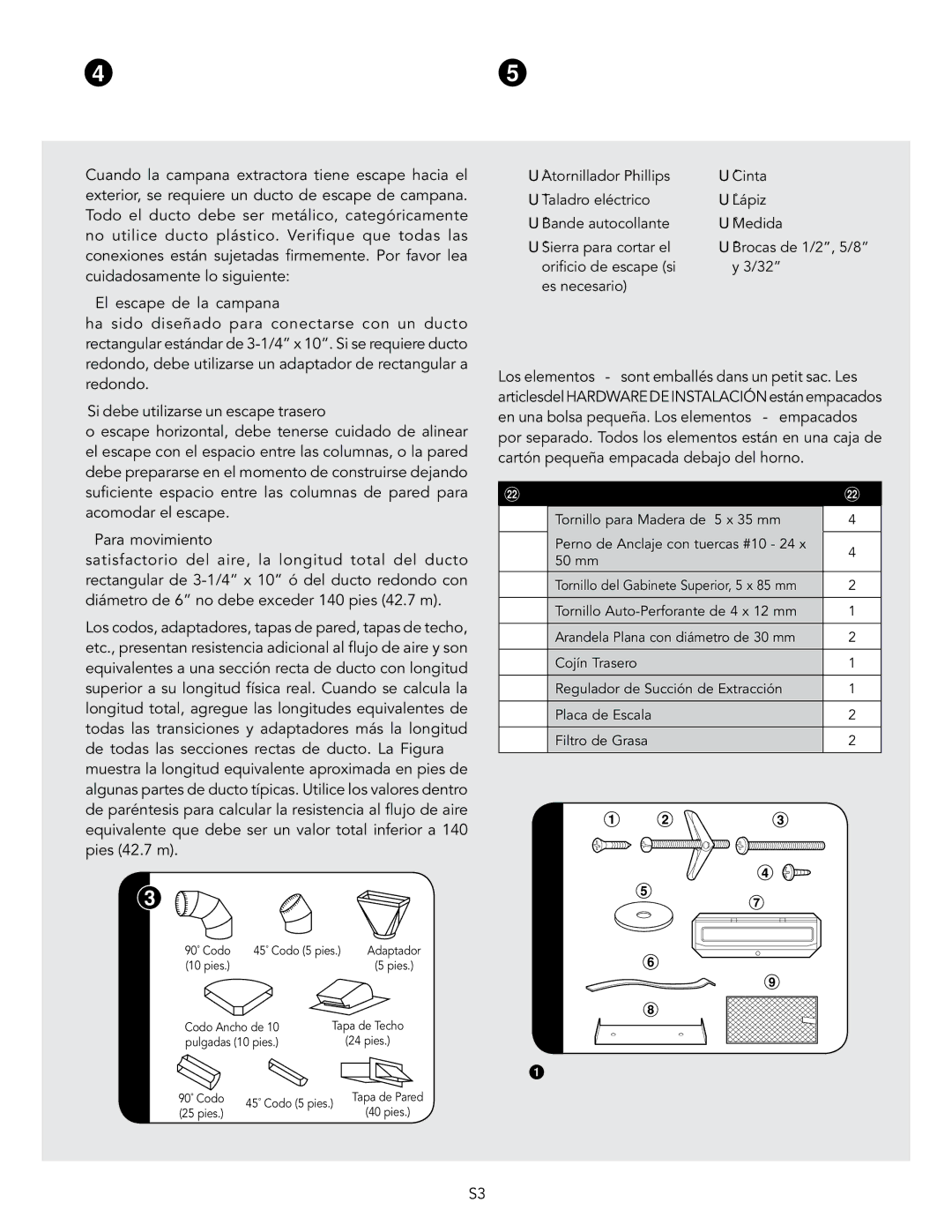 Viking D3 manual Herrajes de Instalación, Elem Nombre Cant 