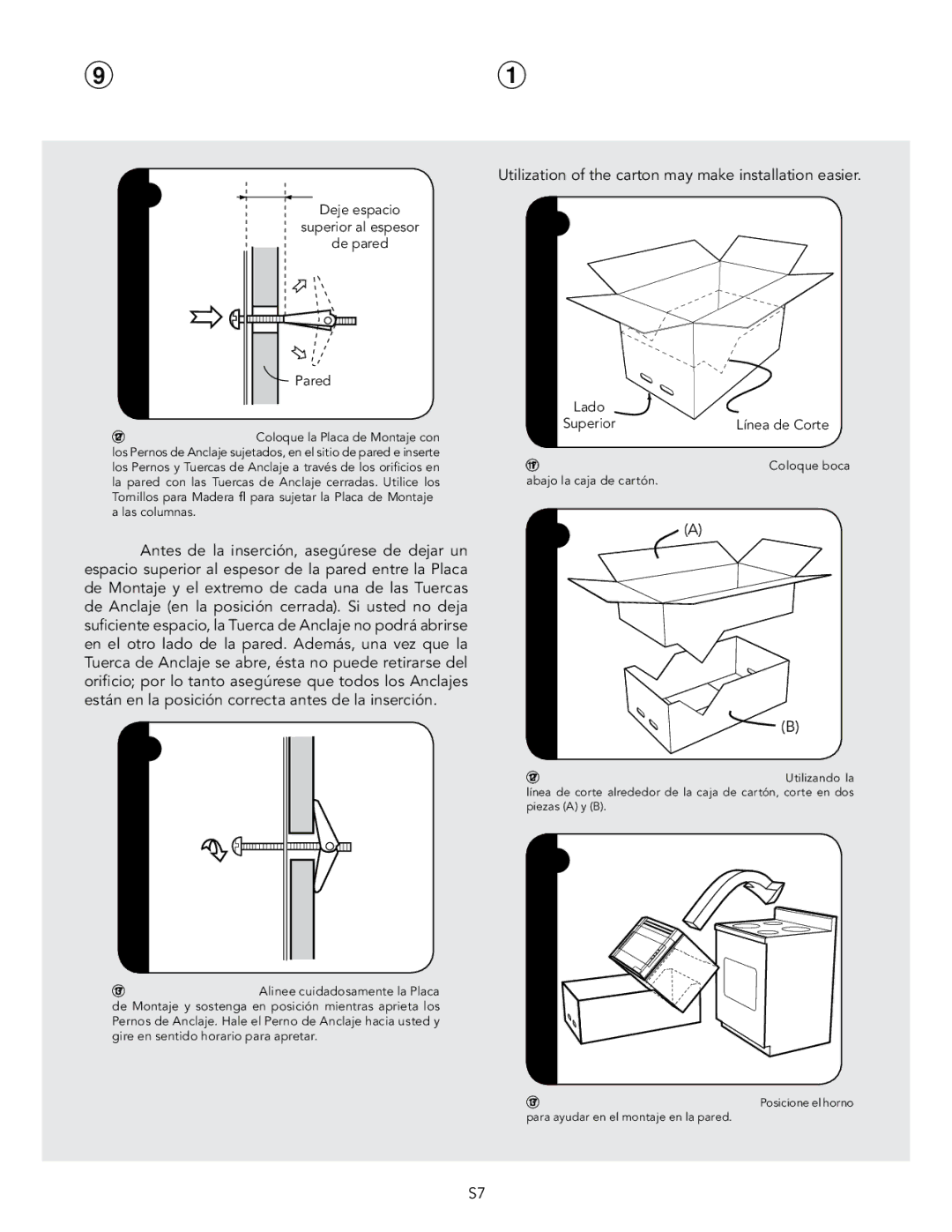 Viking D3 manual Montaje del Horno en la Pared, De pared 