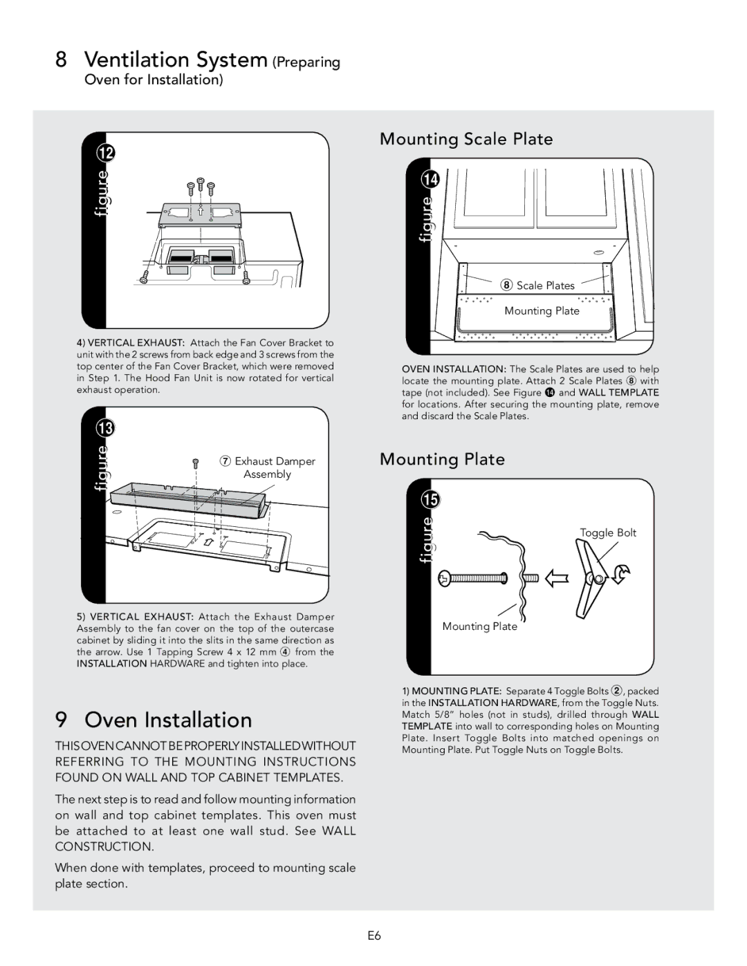 Viking D3 manual Oven Installation, Mounting Scale Plate, Scale Plates Mounting Plate 