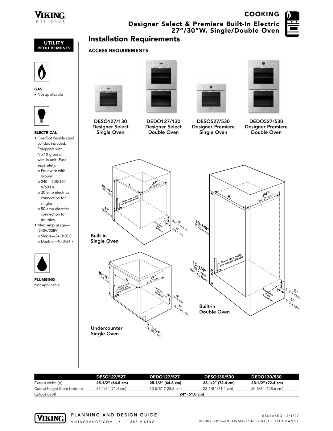 Viking DEDO, DESO manual Installation Requirements, Access Requirements 