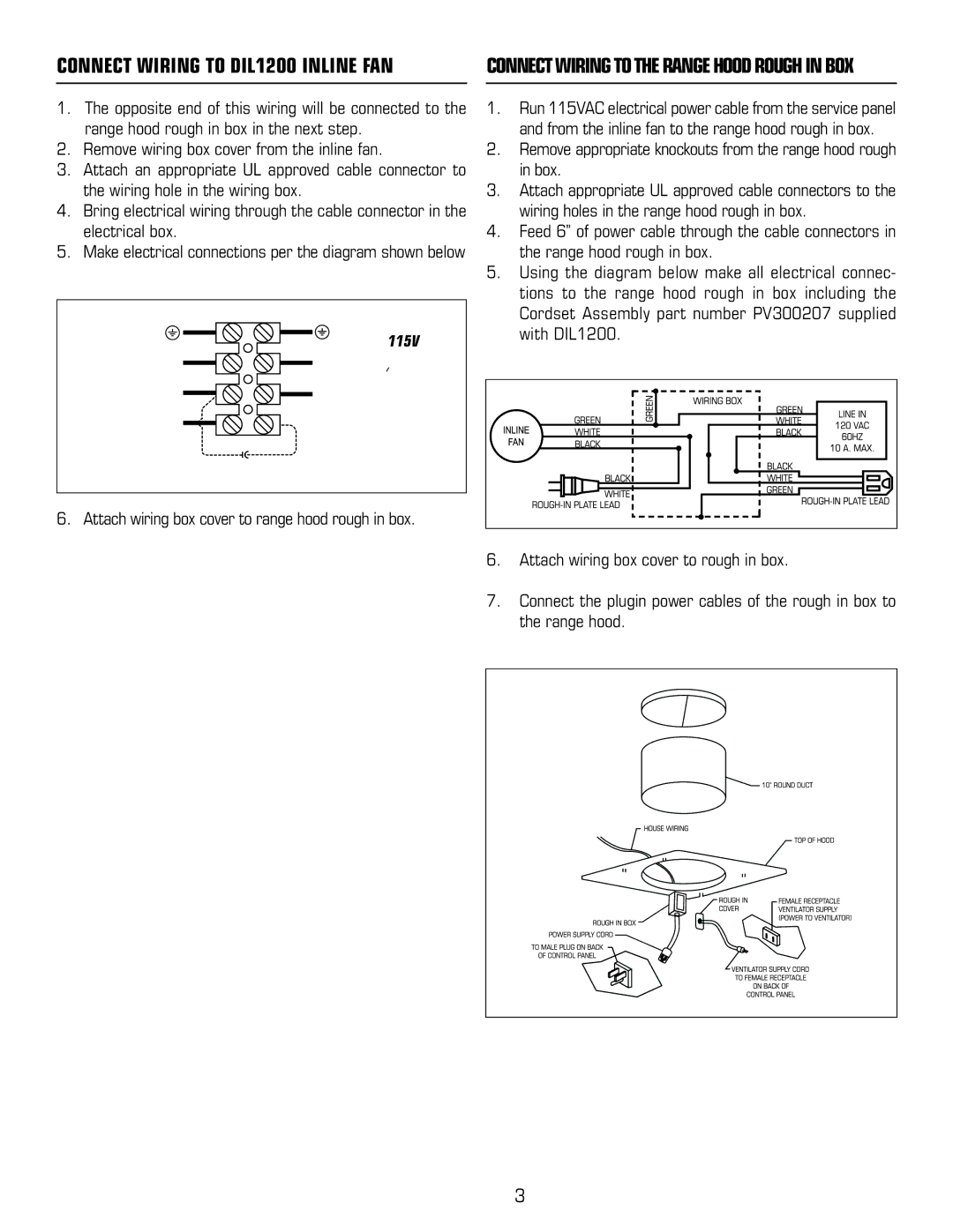 Viking specifications Connect Wiring to DIL1200 Inline FAN 