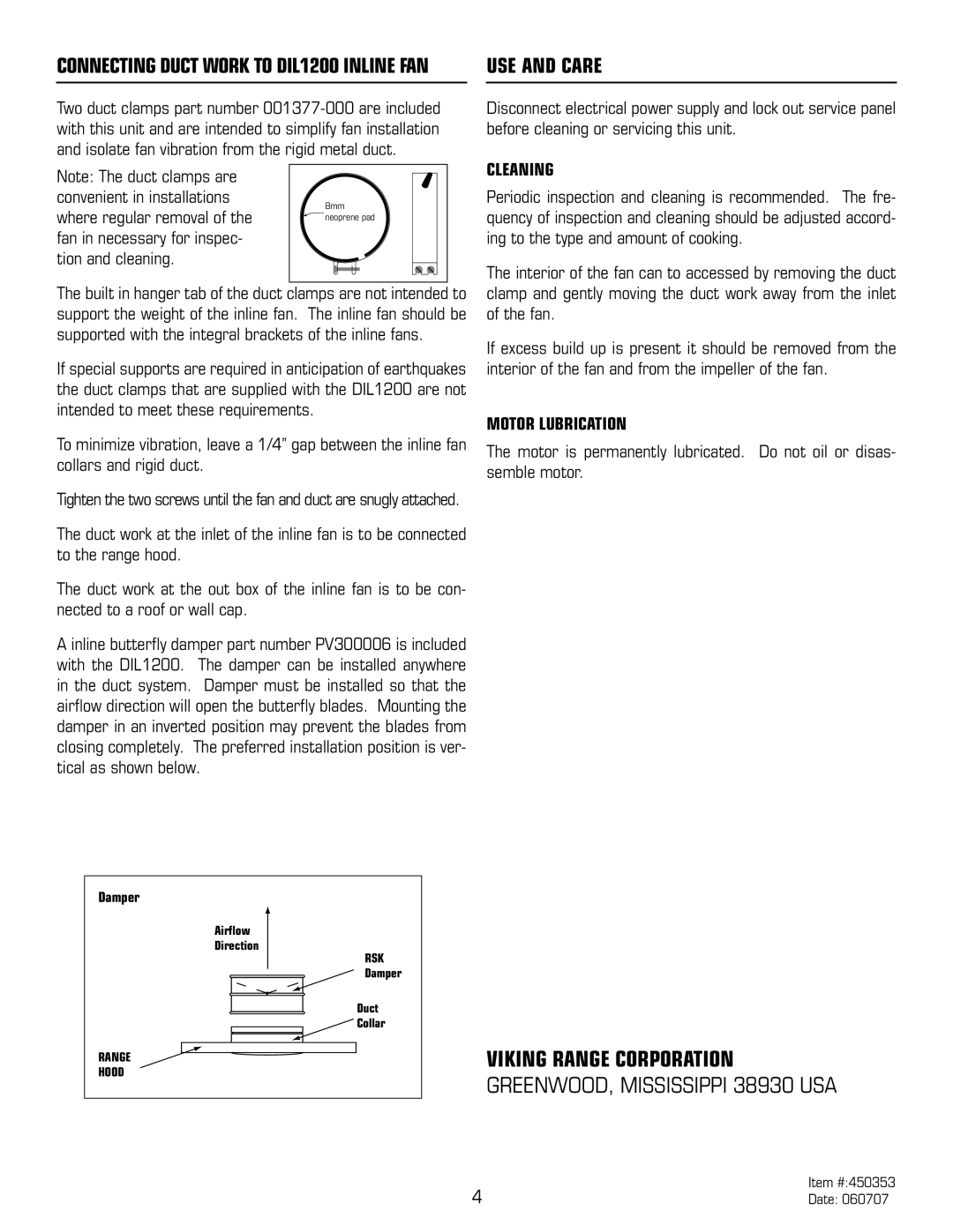 Viking DIL1200 specifications Viking Range Corporation 