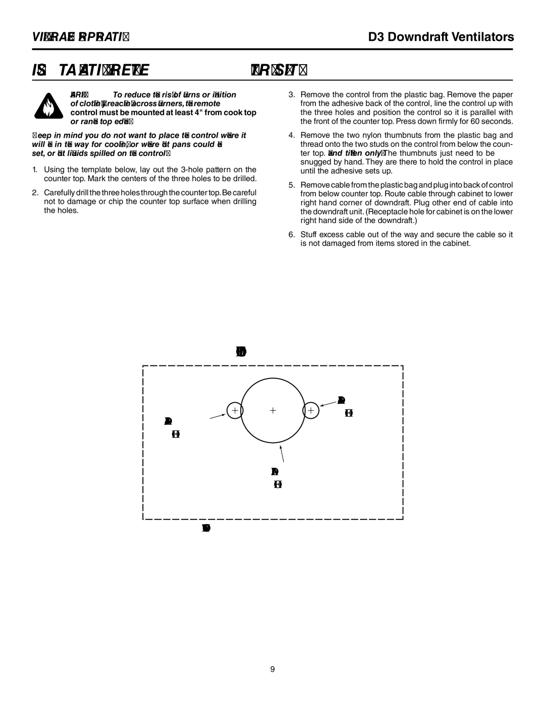 Viking DIPR101R, DIPR151R, DIPR161R warranty InStaLLation oF reMote controL SWitcH 