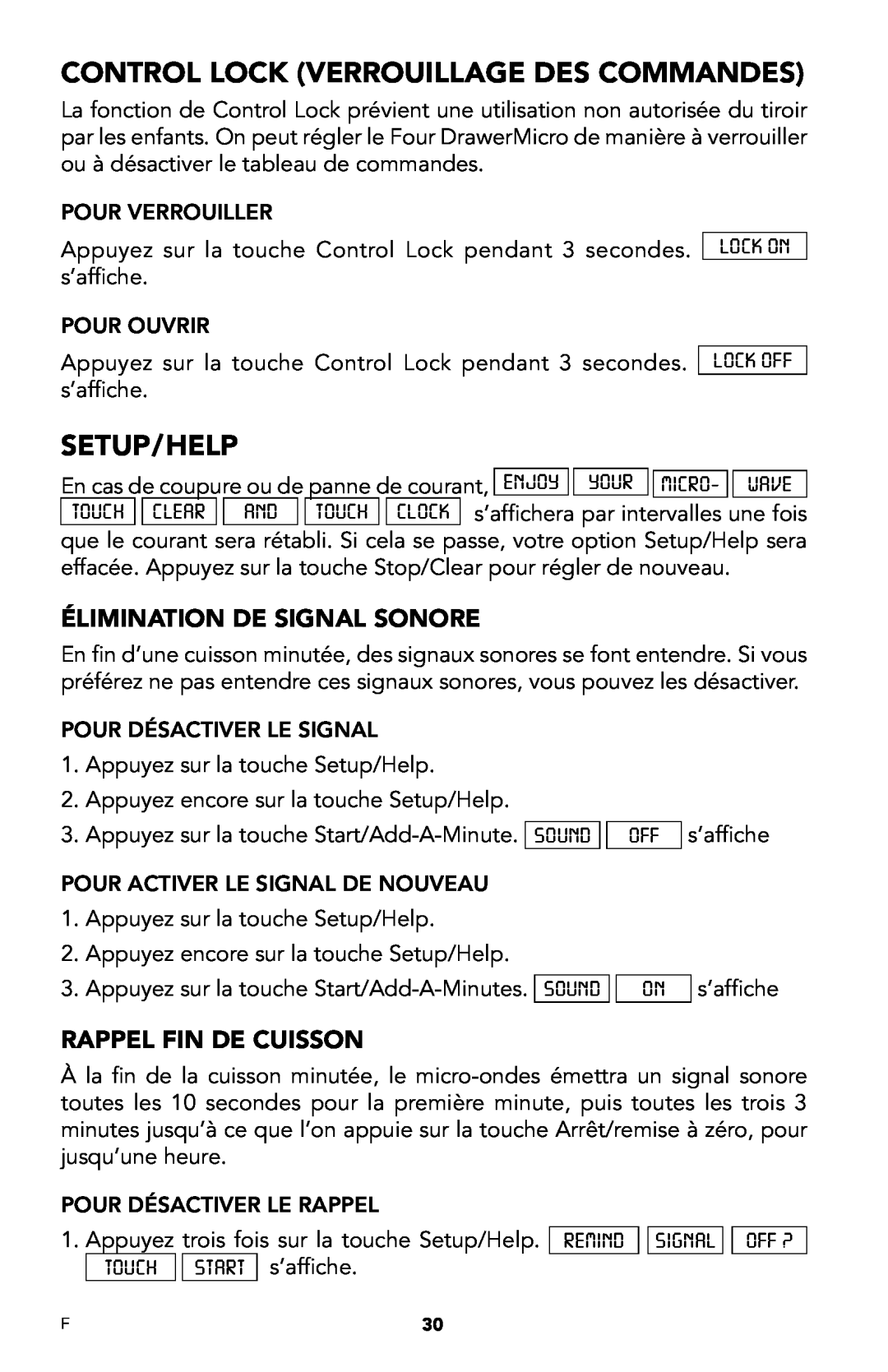 Viking DMOD241 Control Lock Verrouillage Des Commandes, Élimination De Signal Sonore, Rappel Fin De Cuisson, s’affiche 