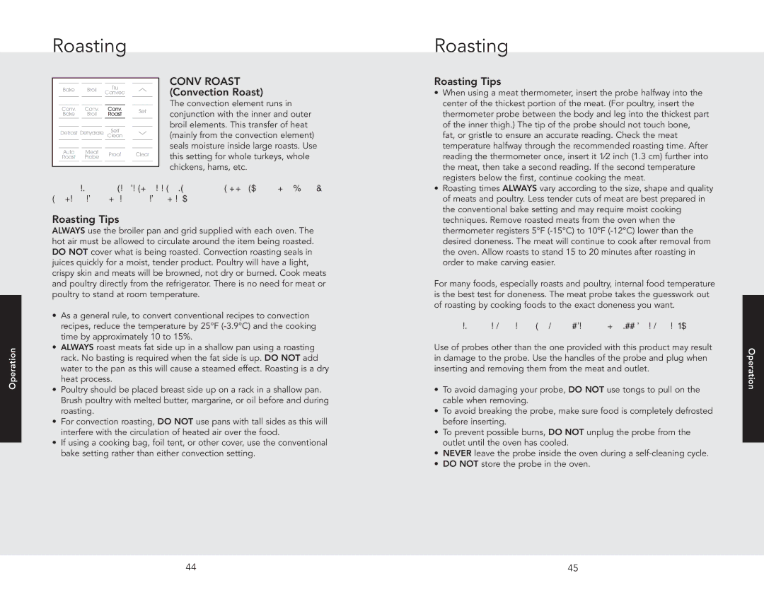 Viking F20686, DSOE305TSS manual Conv Roast Convection Roast, Roasting Tips 