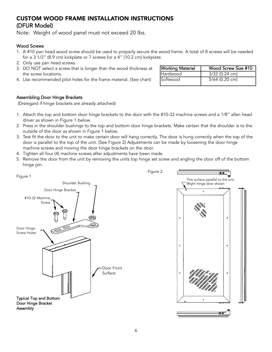 Viking DUAR154, DUAR153, VUAR153, DFUR154, VUAR154 installation instructions Custom Wood Frame Installation Instructions 