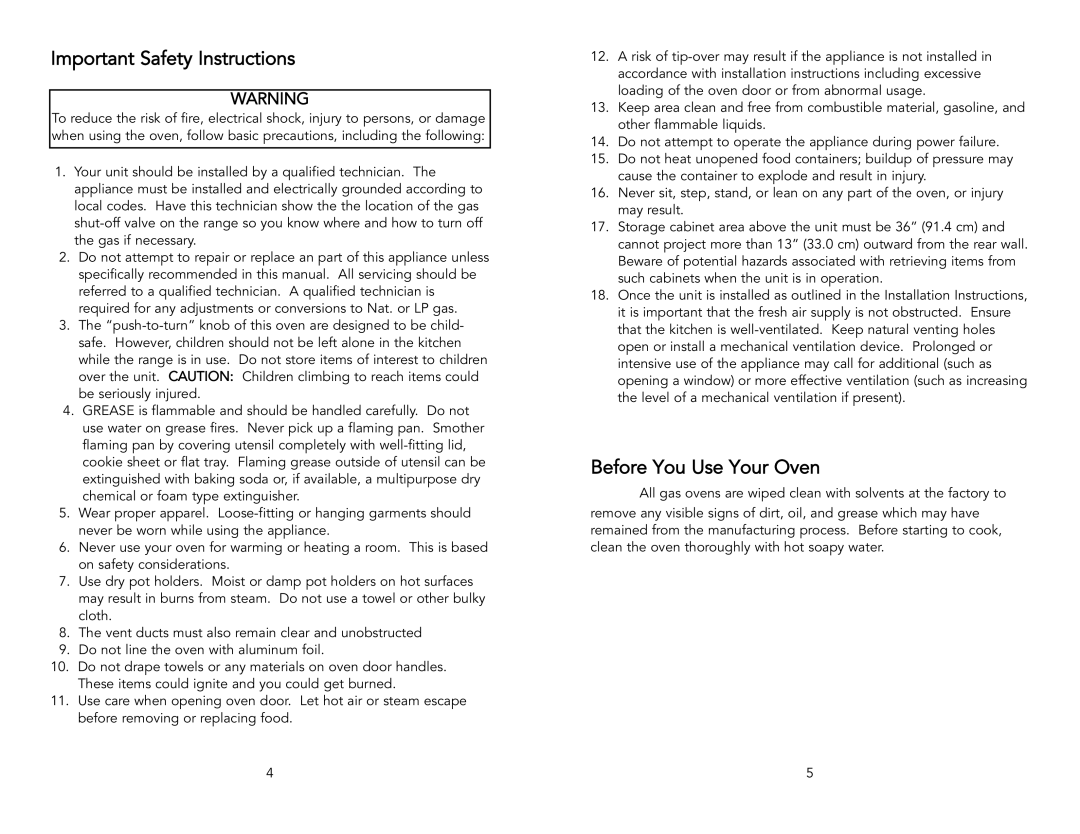 Viking F1321D, F131D warranty Important Safety Instructions, Before You Use Your Oven 