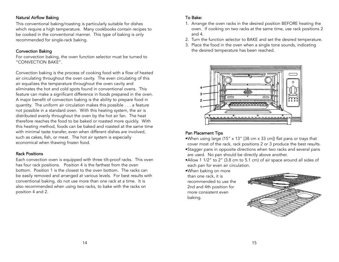 Viking F131D, F1321D warranty Convection Bake 