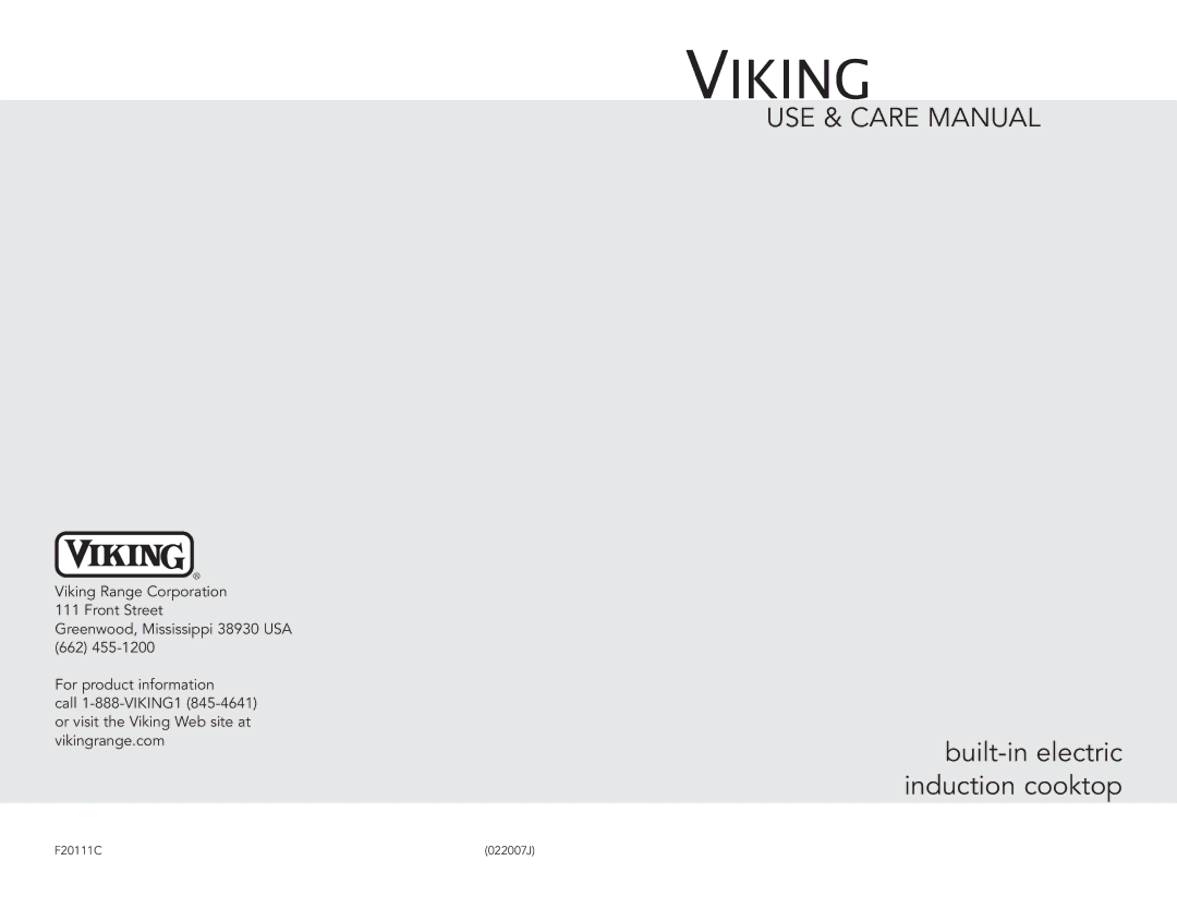 Viking F20111B (M0306VR) manual Viking 