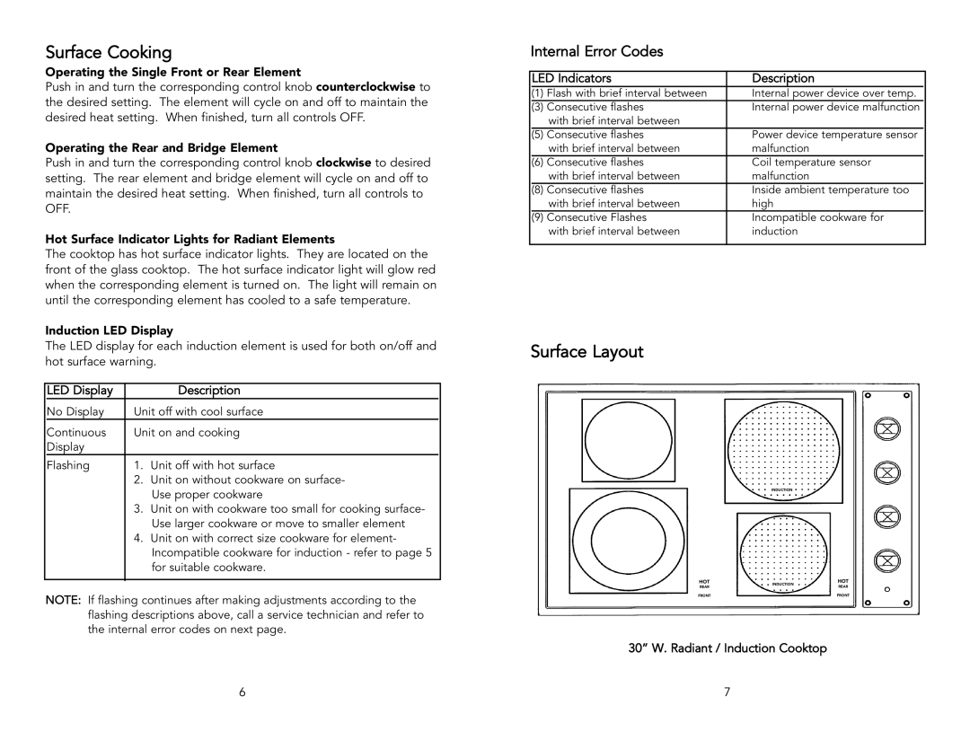 Viking F20111B (M0306VR) manual Surface Cooking, Surface Layout 