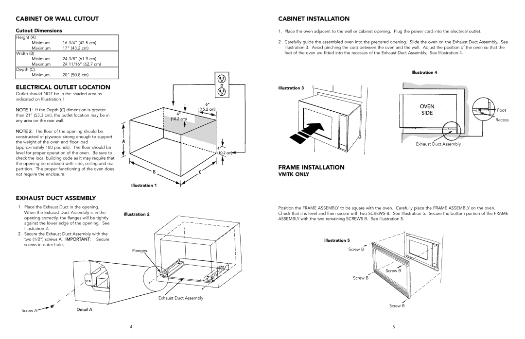 Viking F20196C EN manual Cabinet or Wall Cutout, Electrical Outlet Location, Cabinet Installation, Frame Installation 