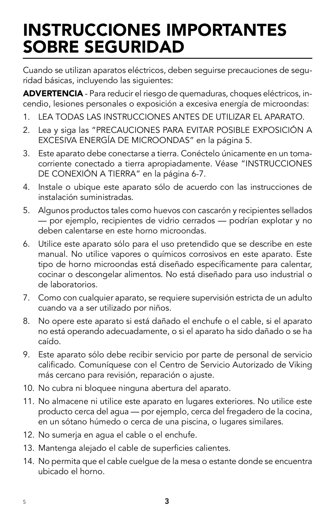 Viking F20303 manual Instrucciones importantes sobre seguridad 