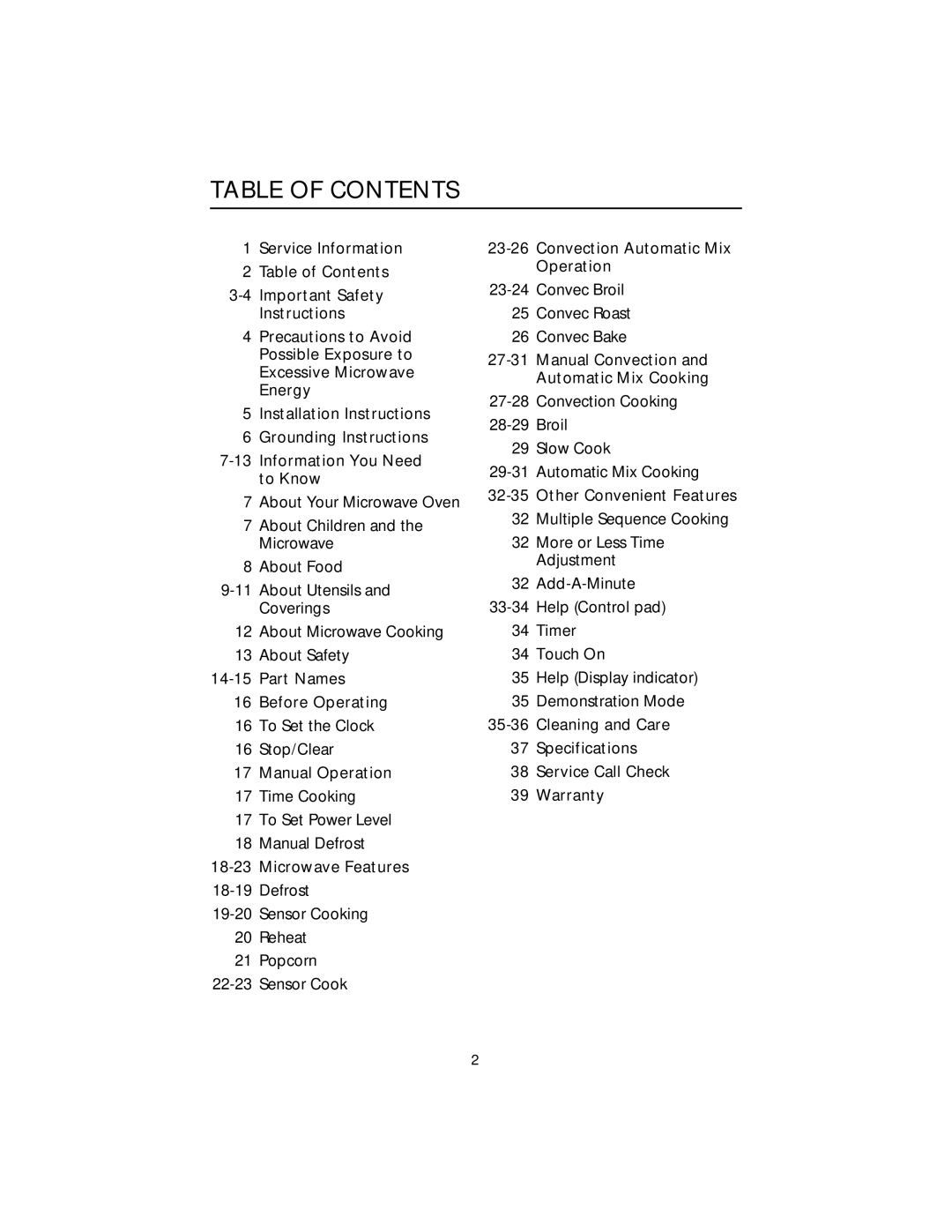 Viking F20303 manual Table of Contents 