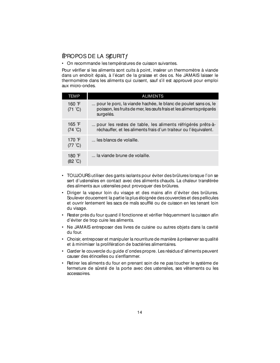 Viking F20303 manual Propos DE LA Sécurité 