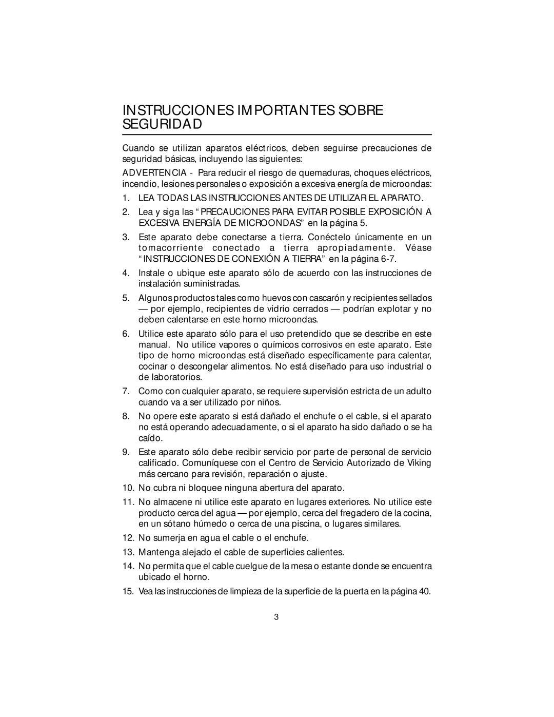 Viking F20303 manual Instrucciones Importantes Sobre Seguridad, LEA Todas LAS Instrucciones Antes DE Utilizar EL Aparato 