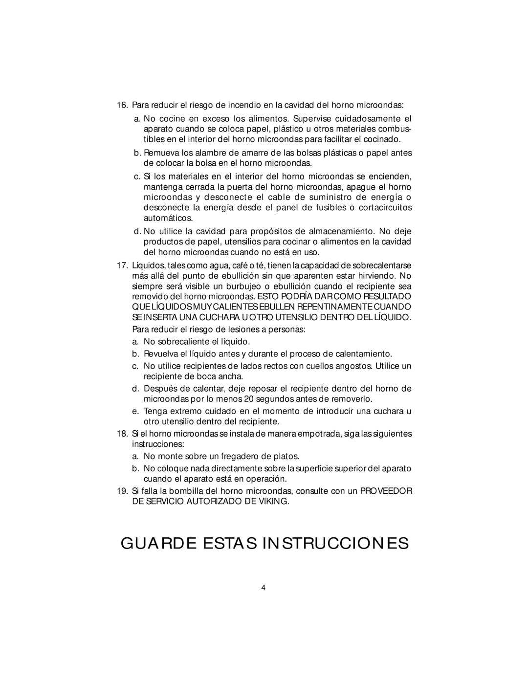 Viking F20303 manual Guarde Estas Instrucciones 