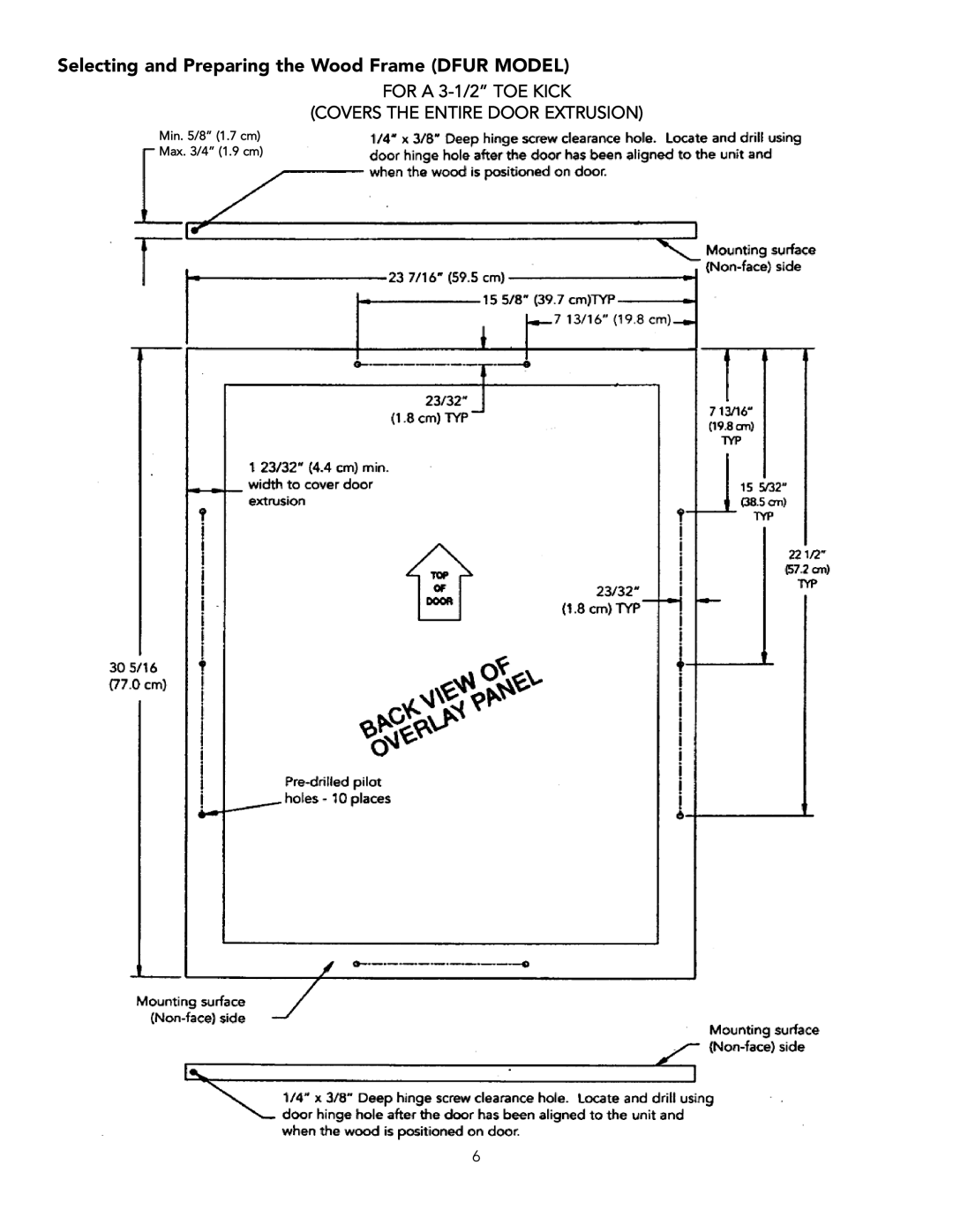 Viking F20347B installation instructions Selecting and Preparing the Wood Frame Dfur Model 