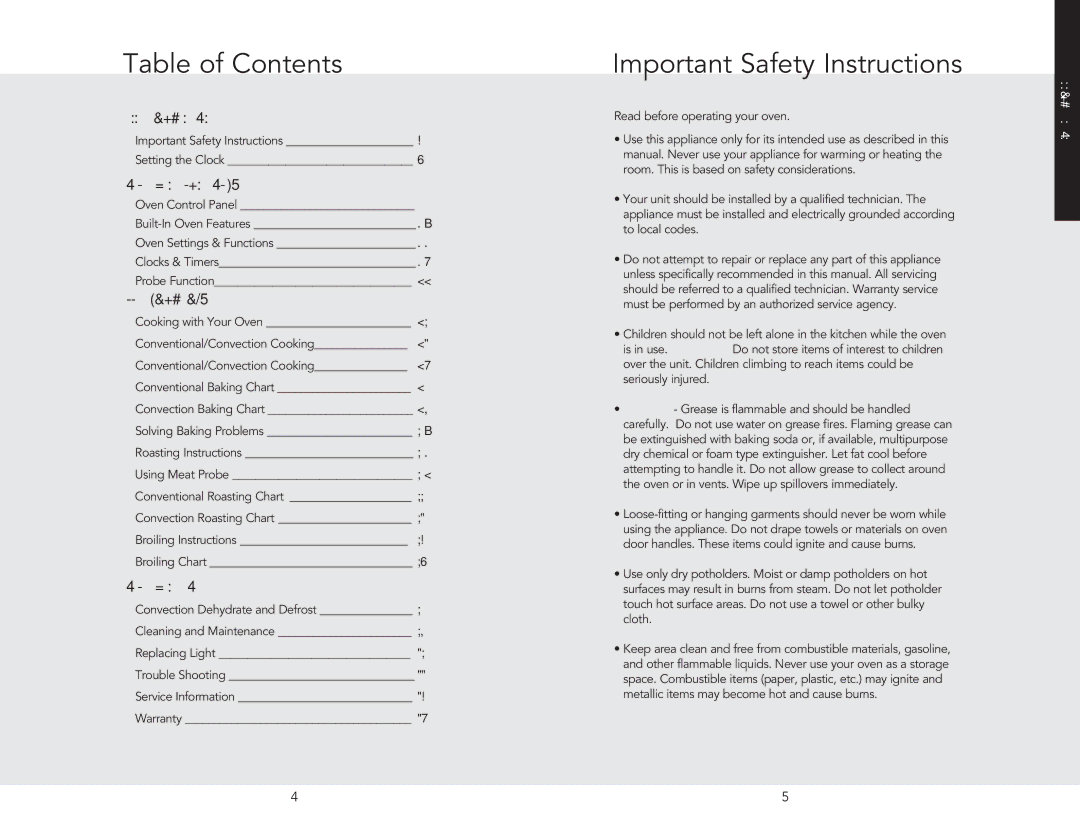 Viking F20362J manual Table of Contents, Important Safety Instructions 