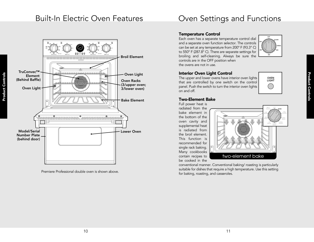 Viking F20362J manual Built-In Electric Oven Features, Temperature Control 