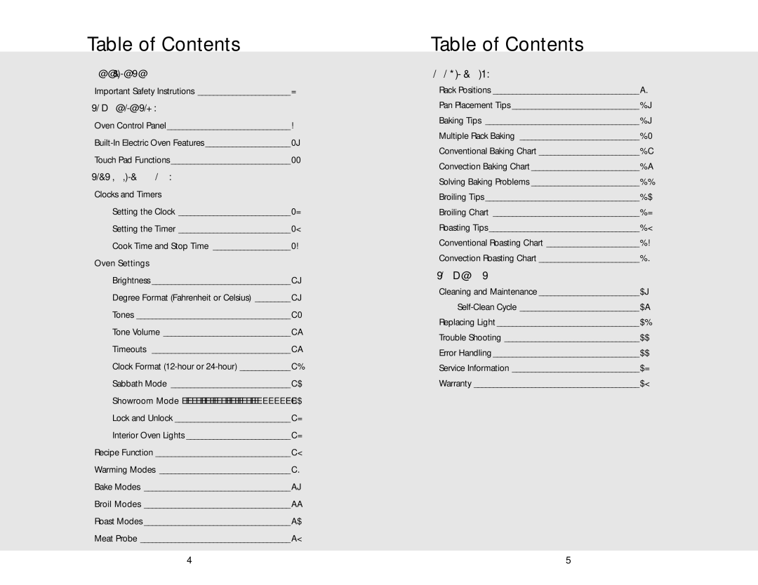 Viking F20366B, DEDO530TSS, DEDO527TSS manual Table of Contents 