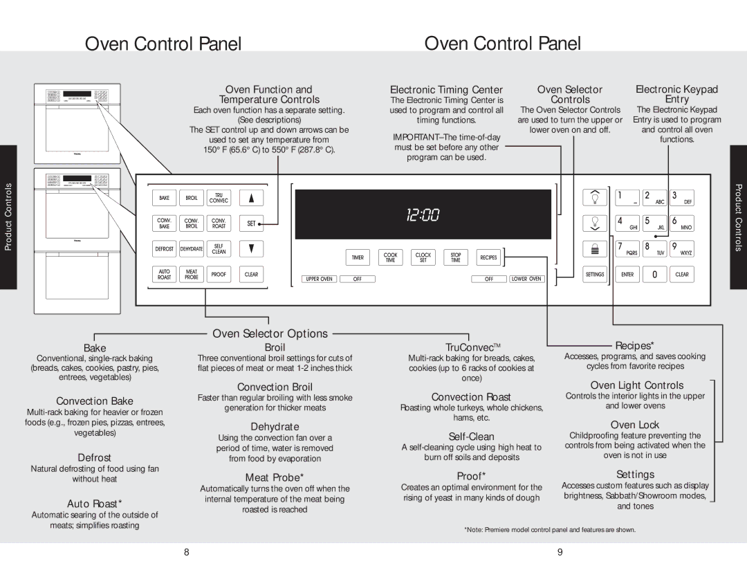 Viking DEDO527TSS, F20366B, DEDO530TSS manual Oven Control Panel 