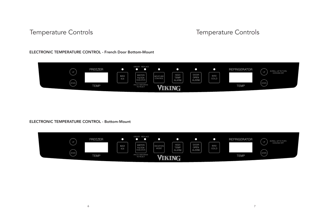 Viking F20394E EN manual Temperature Controls 