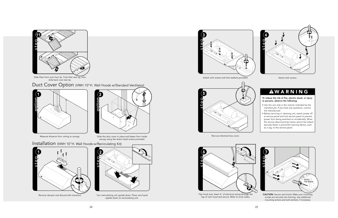 Viking F20470I EN manual Duct Cover Option VWH 10H. Wall Hoods w/Standard Ventilator 